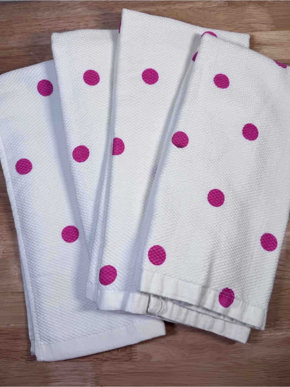 Kate spade Kitchen Towels with Hot Pink Polka Dots